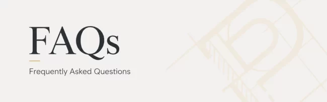 Frequently Asked Questions hero banner with a light angled Pennings Handyman P logo in the background