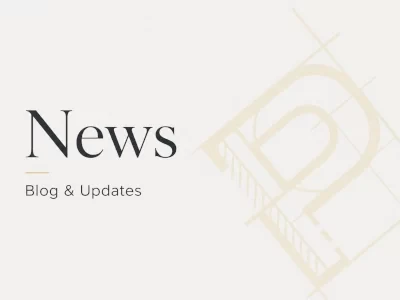 News and Blog Updates graphic with a light angled Pennings Handyman P in the background